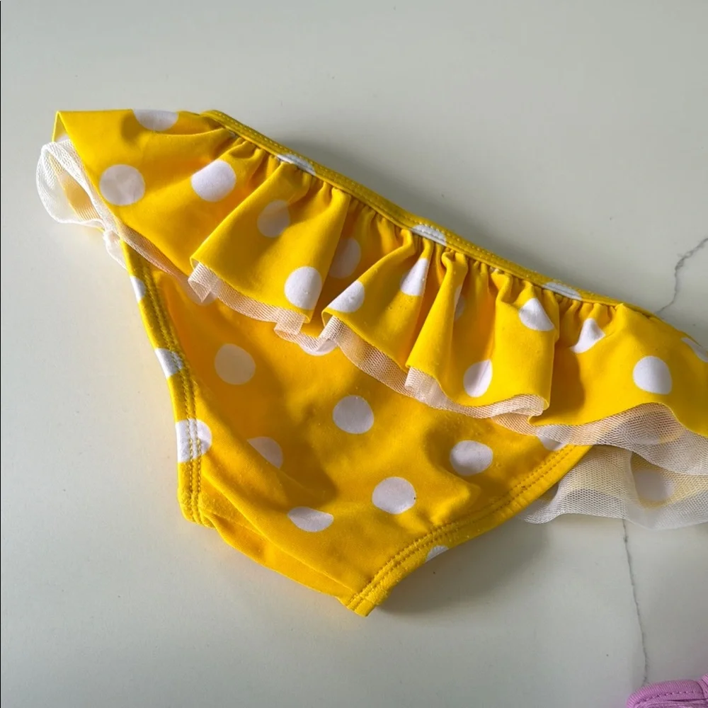 Yellow Polka Dot Ruffle Bikini Set